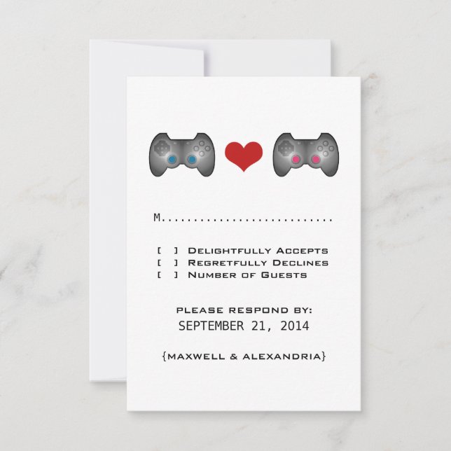 Blue Pink Cute Gamer Response Card (Front)