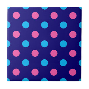 Blue Pink Cyan Polka Dot Pattern Tile