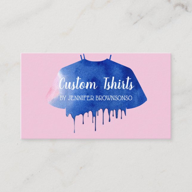 Blue Pink Drip Shirt Clothing Apparels Business Card (Front)