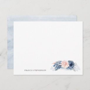 Blue Pink Floral Elegant Full Name or Couple Names Card
