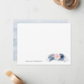 Blue Pink Floral Elegant Full Name or Couple Names Card (Front/Back In Situ)