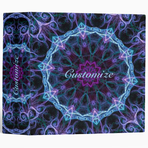 Blue & Pink Floral Fractal Pattern Binder