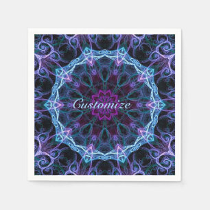 Blue & Pink Floral Fractal Pattern Napkins