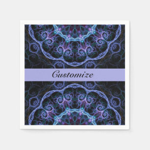 Blue & Pink Floral Fractal Pattern Napkins 2