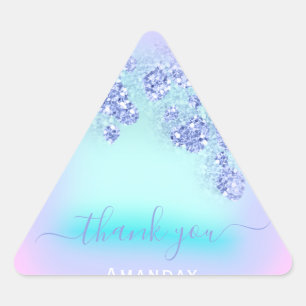 Blue Pink Floral  Triangle Glitter Bridal Unicorn Sticker