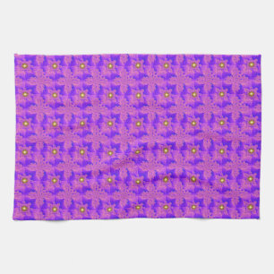 Blue Pink Flowers in 3D , Artdeco Kitchen Towel