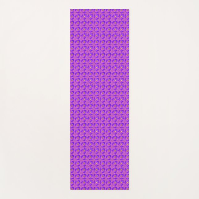 Blue Pink Flowers in 3D , Artdeco Yoga Mat (Front)