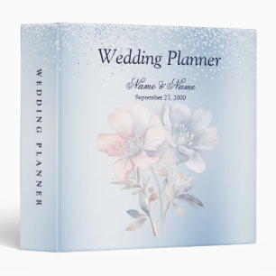Blue Pink Flowers Wedding Planner Binder