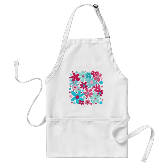 Blue & pink funky flowers garden  standard apron (Front)