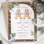 Blue Pink Gingham Woods Gingerbread Gender Reveal Invitation<br><div class="desc">Blue Pink Gingham Woods Gingerbread Gender Reveal Invitation
Elegant Gingerbread Winter Holiday New Baby Party</div>