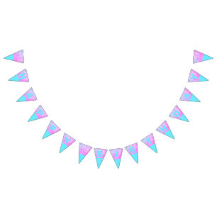 Blue, Pink Glitter Birthday Bunting Flags