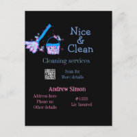 Blue pink glitter clean mop add name address q r b