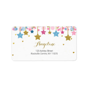 Blue Pink Gold twinkle twinkle Address Label