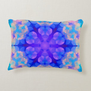 Blue & Pink Gradient Pastel Bubble Art Accent Pillow