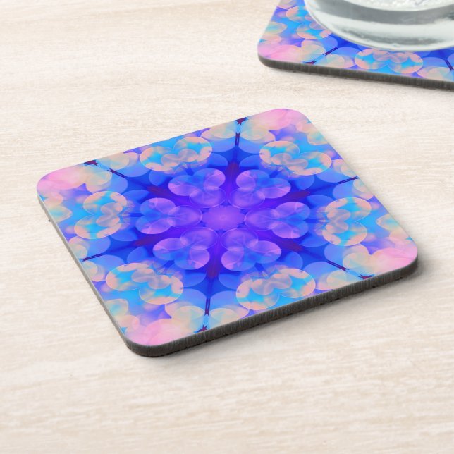 Blue & Pink Gradient Pastel Bubble Art Coaster (Left Side)