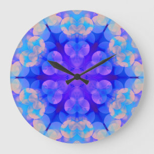 Blue & Pink Gradient Pastel Bubble Art Large Clock