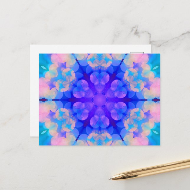 Blue & Pink Gradient Pastel Bubble Art Postcard (Front/Back In Situ)