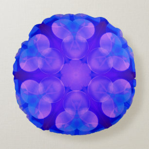 Blue & Pink Gradient Pastel Bubble Art Round Pillow
