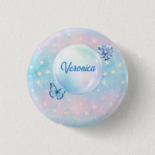 Blue-Pink Gradient Starry Background  1 Inch Round Button