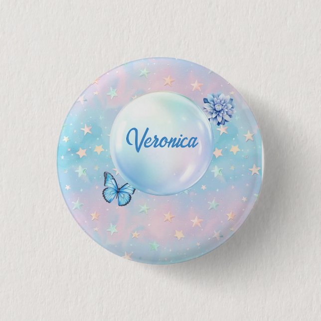 Blue-Pink Gradient Starry Background  1 Inch Round Button (Front)