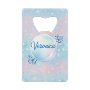 Blue-Pink Gradient Starry Background Credit Card Bottle Opener