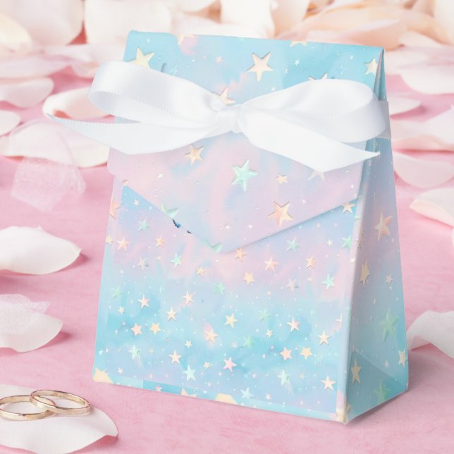 Blue-Pink Gradient Starry Background  Favor Box (Wedding)