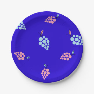 Blue & pink grapes Paper Plate
