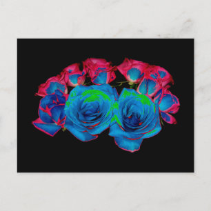 Blue,Pink & Green Bouquet (Solarized Effect) Postcard