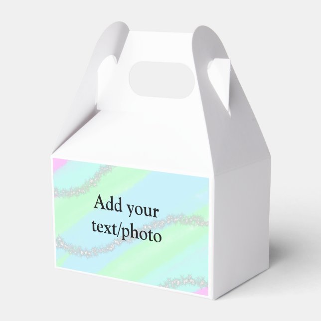 Blue pink green glitter sparkle pastel add name p favor box (Front Side)