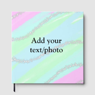 Blue pink green glitter sparkle pastel add name p guest book