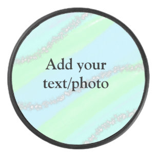 Blue pink green glitter sparkle pastel add name p hockey puck