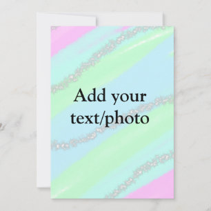 Blue pink green glitter sparkle pastel add name p holiday card