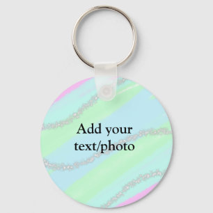 Blue pink green glitter sparkle pastel add name p keychain