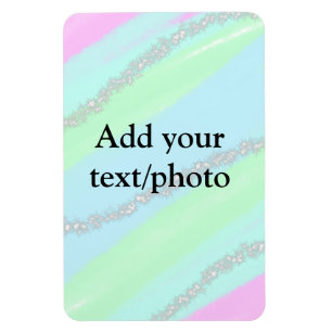 Blue pink green glitter sparkle pastel add name p magnet