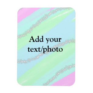 Blue pink green glitter sparkle pastel add name p magnet
