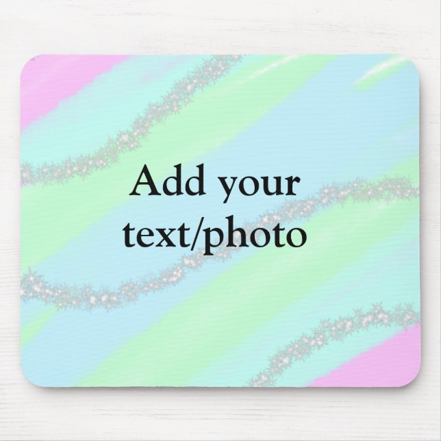 Blue pink green glitter sparkle pastel add name p mouse pad (Front)