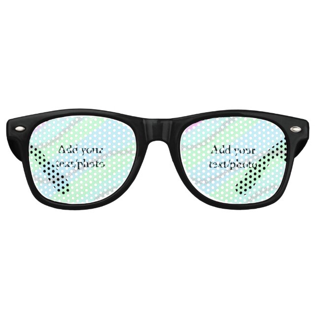 Blue pink green glitter sparkle pastel add name p retro sunglasses (Front)