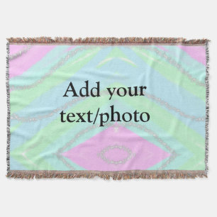 Blue pink green glitter sparkle pastel add name p throw blanket