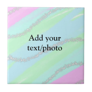 Blue pink green glitter sparkle pastel add name p tile