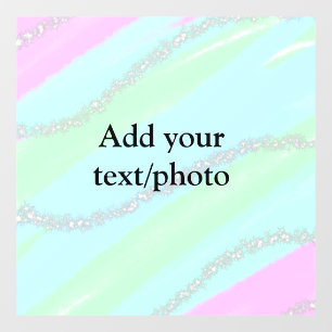 Blue pink green glitter sparkle pastel add name p window cling