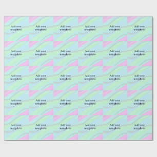 Blue pink green glitter sparkle pastel add name p wrapping paper