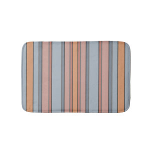 Blue Pink Grey Colour Block Vertical Stripes  Bath Mat
