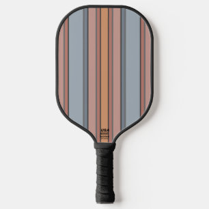 Blue Pink Grey Colour Block Vertical Stripes  Pickleball Paddle