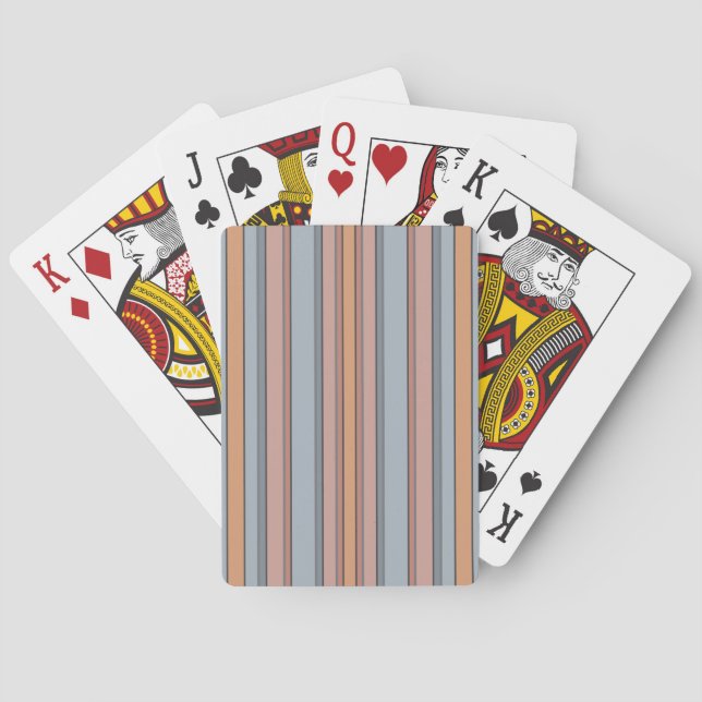 Blue Pink Grey Colour Block Vertical Stripes  Playing Cards (Back)
