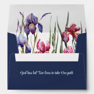 Blue Pink Iris Floral Inspirational Return Address Envelope
