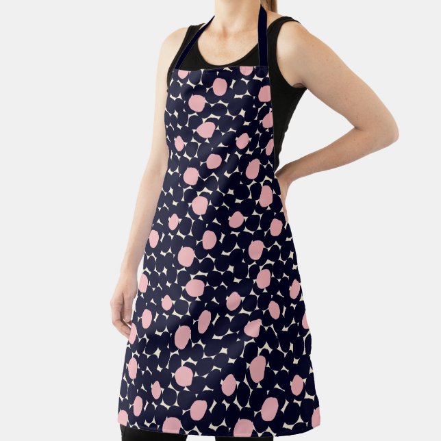 Blue & Pink Large Dot Pattern Apron (Insitu)
