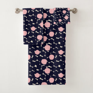 Blue & Pink Large Dot Pattern Bath Towel Set