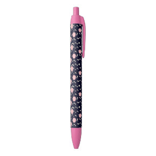 Blue & Pink Large Dot Pattern Black Ink Pen