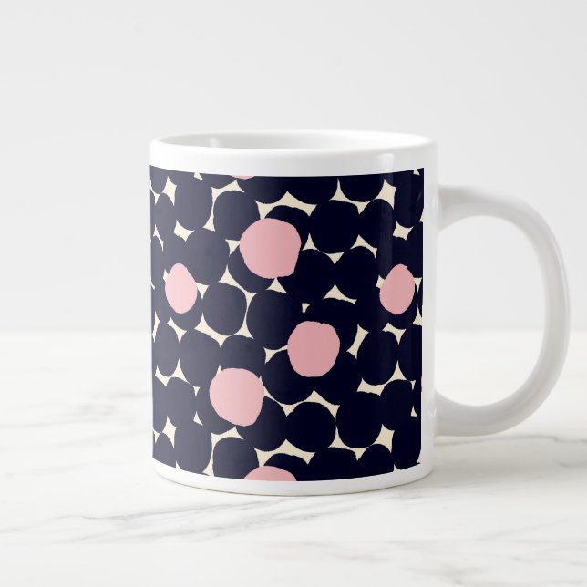 Blue & Pink Large Dot Pattern Coffee Mug (Right)