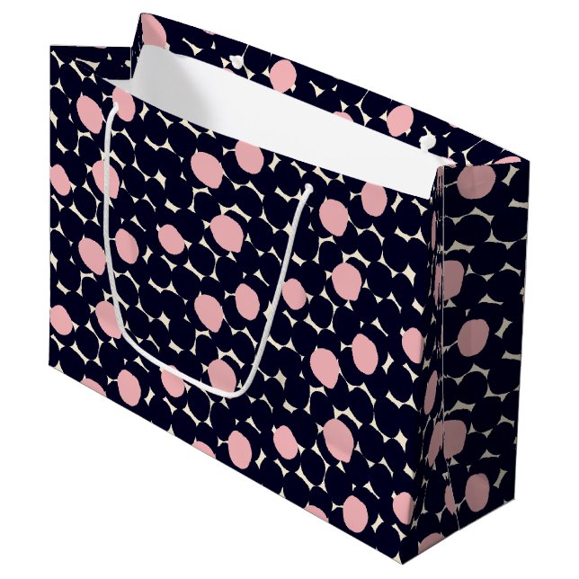 Blue & Pink Large Dot Pattern Large Gift Bag (Front Angled)